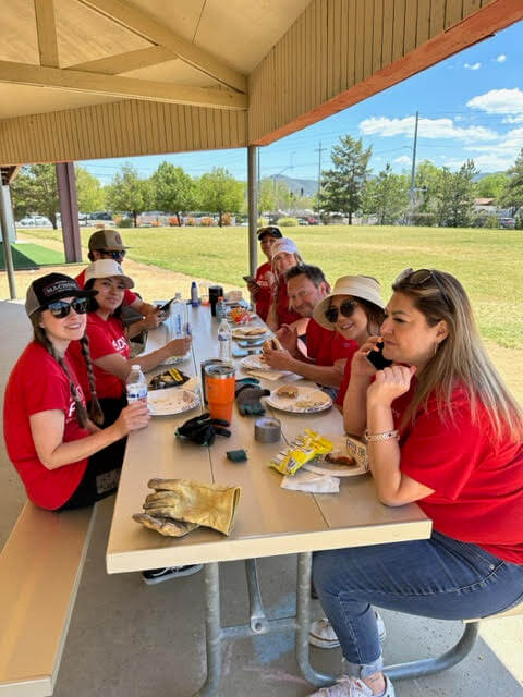 Agents and volunteers enjoying lunch at 2023 Prescott Red Day