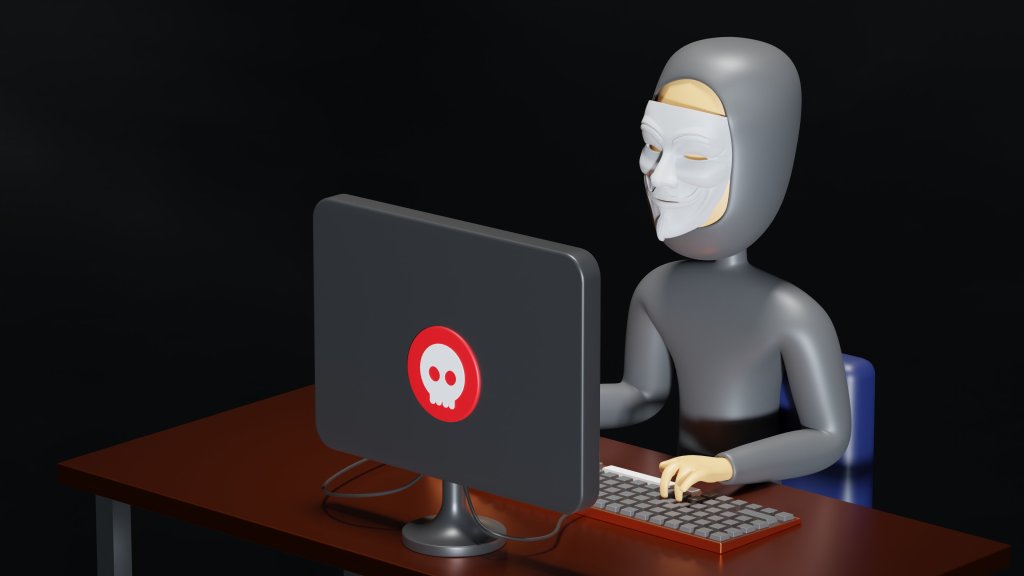 Animated image of person on computer committing deed fraud, leaving several deed fraud red flags for real estate agents to see